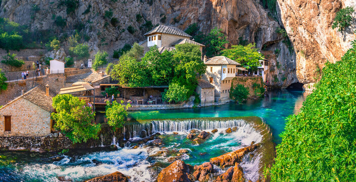 Dervish monastery or tekke at the Buna River spring in Blagaj, Bosnia and Herzegovina