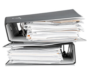 Folder with documents isolated on white background, clean and simple composition, organized paper files, office supplies, minimalistic style, professional work, storage, paperwork, blank space, busine