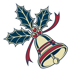 Modern vector Christmas bell, clean lines and bold color, festive decoration, simple graphic icon