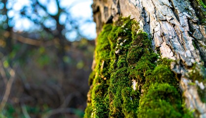 Close-up mossy tree bark