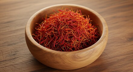 Fototapeta premium Aromatic Saffron Threads in Bowl on Table – Closeup of Premium Spice.