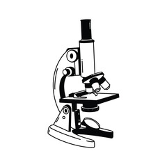 HAND DRAWN LINE ART MEDIC TOOL MICROSCOPE BLACK AND WHITE
