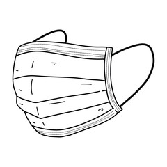 HAND DRAWN BLACK AND WHITE LINE ART MEDICAL MASK MEDIC TOOL