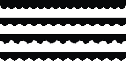 Scalloped Borders and Zigzag Stripes – Seamless Vintage Ornaments, Decorative Ribbons, and Divider Patterns.