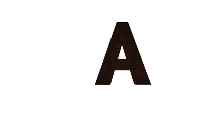 A solitary dark brown letter a stands prominently against a stark white background in simple composition