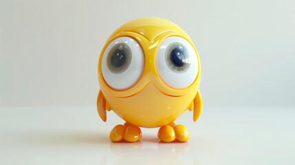 cartoon-style plastic character toy with big eyes on white background