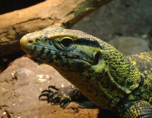 Fototapeta premium Close-up of lizard head and neck