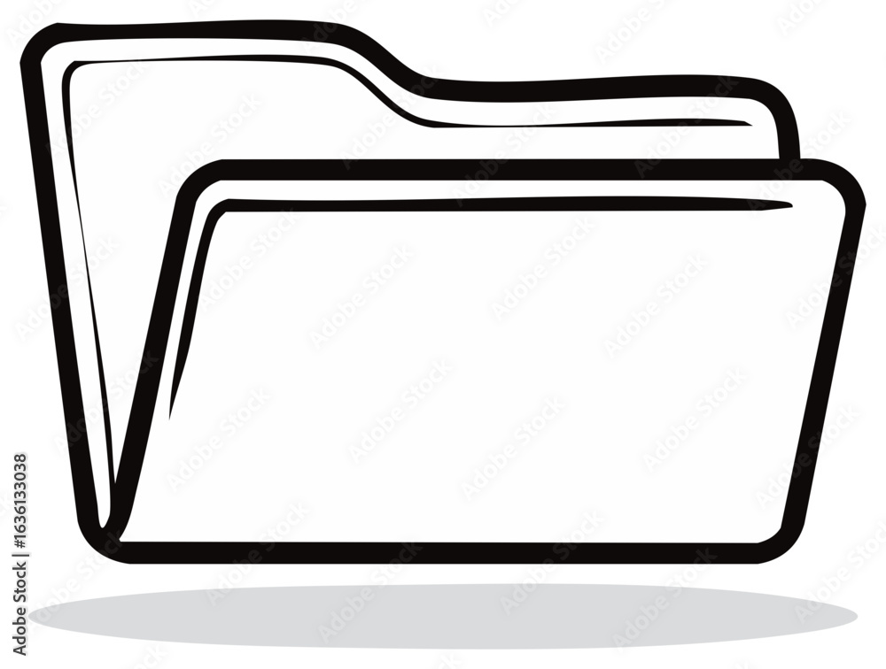 Poster isolated open empty folder file graphic symbol or icon simple design