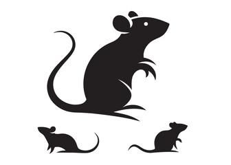 rat logo silhouette vector design, mouse silhouette vector illustration, little hamster silhouette vector, mouse animal logo vector silhouette on white background