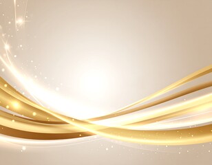 Elegant gold abstract waves on light beige background