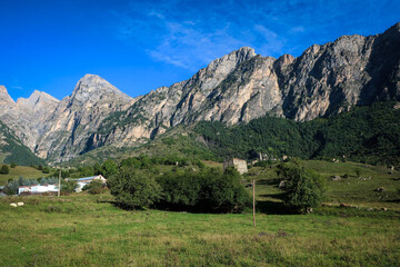 View of medieval towers in Ingushetia, Russia