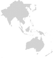 Modern APAC Dot Map Illustration. Minimal Vector of Asia Pacific Region, Dotted Geographic Shape, Australia and Asia Outline, Tech-Inspired Infographic, Global Data Visualization, Business, Education,