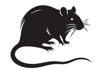 rat logo silhouette vector design, mouse silhouette vector illustration, little hamster silhouette vector, mouse animal logo vector silhouette on white background