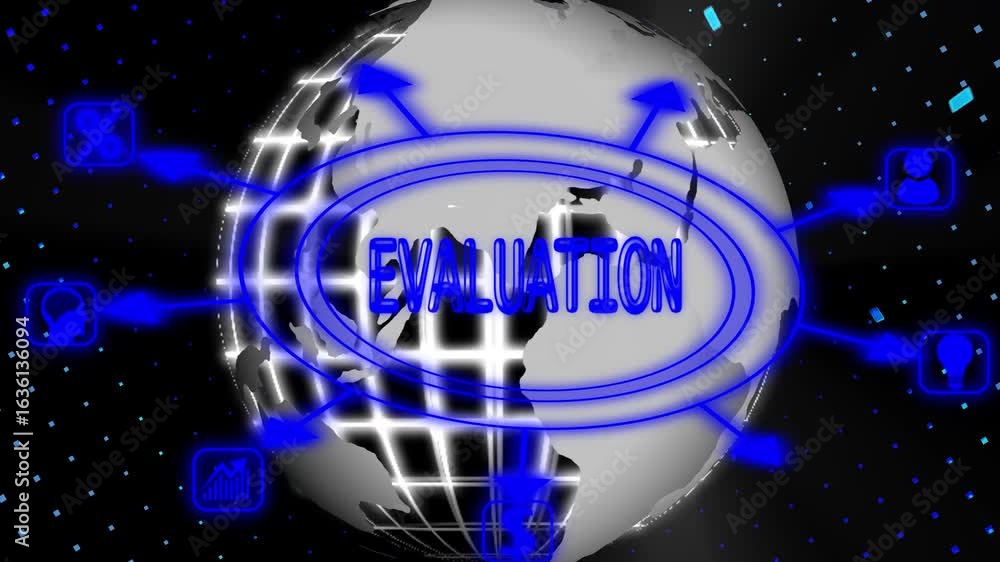 Poster evaluation performance quality assessment ,new business concept ,tee attached around the map icons a