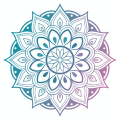 Elegant Mandala Design with Gradient Colors Detailed Floral Pattern and Intricate Geometric Shapes on White