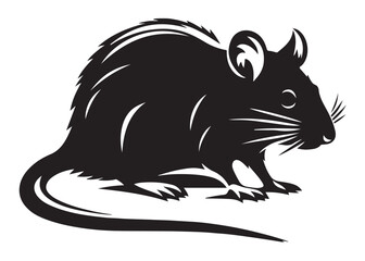 rat logo silhouette vector design, mouse silhouette vector illustration, little hamster silhouette vector, mouse animal logo vector silhouette on white background