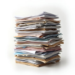 A massive stack of papers, documents, and files piled high.