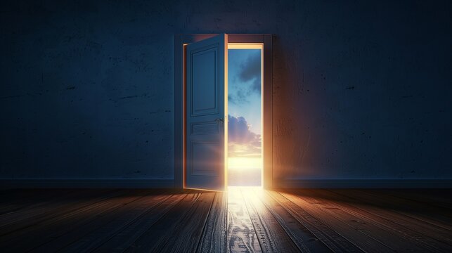open door with glowing light symbolizing new opportunity