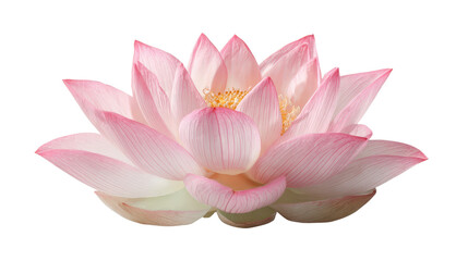 Open lotus flower with soft pink petalsTransparent background, PNG file