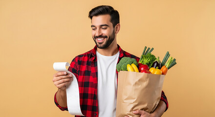 young man with a  Shop slip