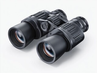Black binoculars on white background (2)