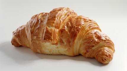 plastic croissant and bread loaf with bakery label on white background