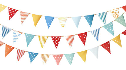 Party flags with stripes and dotsTransparent background, PNG file