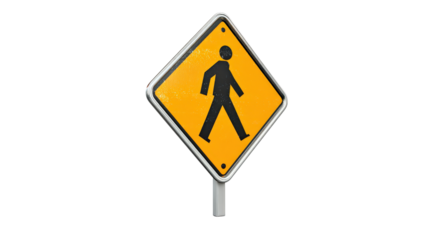 Pedestrian crossing signTransparent background, PNG file