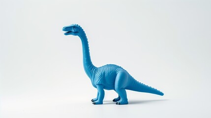 plastic dinosaur toy standing upright on clean white background