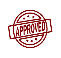 approved red rubber stamp icon on white background