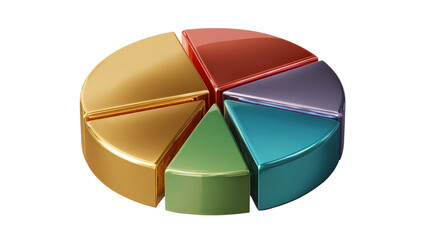 Obraz premium Pie chart with glossy effectTransparent background, PNG file