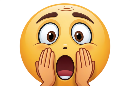 Shocked and worried emoji emoticon covers part of its face with hands On AI generated by PNG