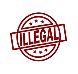 illegal red rubber stamp icon on white background