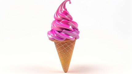 plastic ice cream cone with swirl topping on white background