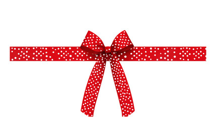 Red polka dot bow and ribbon on black background