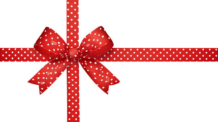 Red polka dot bow on black background gift wrapping design