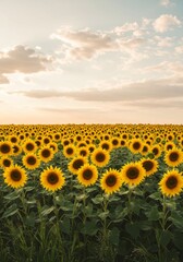 Obraz premium Vast Sunflower Field at Sunset