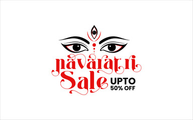 navaratri or happy durga puja festival sale tag poster banner or big festive season offer poster , upto 50% off poster, fully editable 
