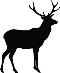 Obraz premium Deer silhouette vector illustration of a wild stag with antlers in nature