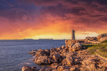 Ploumanac'h Lightouse of Mean Ruz, cotes-d'armor, brittany, france