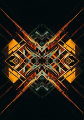 Obraz premium Abstract Geometric Pattern with Orange and Black Hues