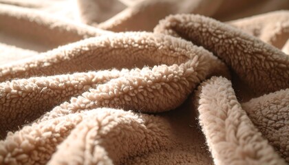 Cozy Fleece Fabric Close-up in Warm Beige Tones Soft and Plush