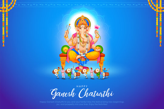 illustration of Lord Ganpati background for Ganesh Chaturthi festival of India