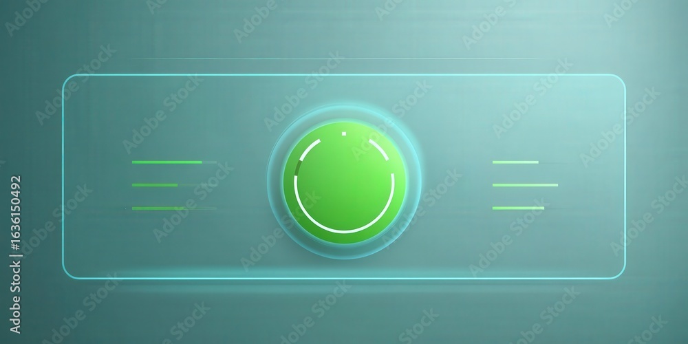 Aufkleber maintenance technical machinery optimization concept. digital control panel with a green button and 