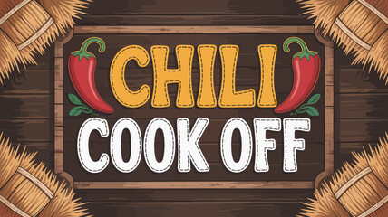 Southern-style chili cook-off banner with country charm and warm tones