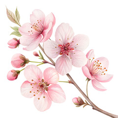 Naklejka premium PNG background featuring delicate watercolor pink flowers, soft petals, and leafy accents