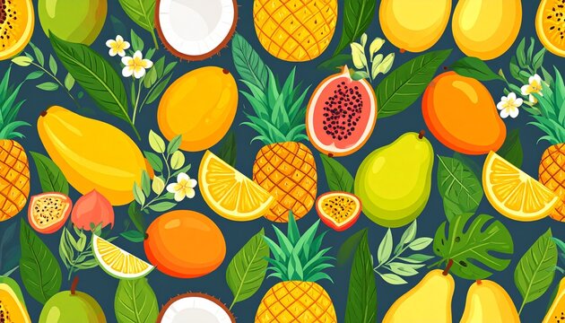 tropical fruit seamless pattern