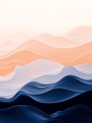 Fototapeta premium Ripple Gradient in Soft Peach and Deep Navy