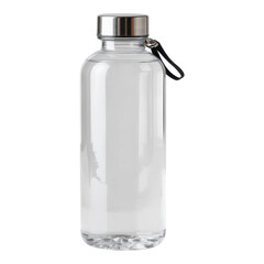 Transparent Glass Bottle with Metal Cap and Black Strap Detail