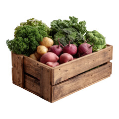 Fresh Organic Vegetables in Rustic Wooden Crate for Healthy Meals